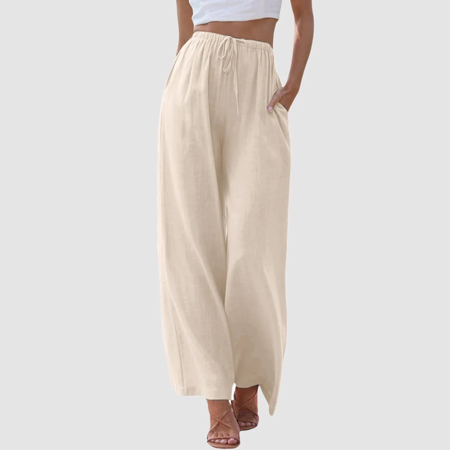 Tendenza Donna | Pantaloni Comfort a Gamba Larga e Vita Alta